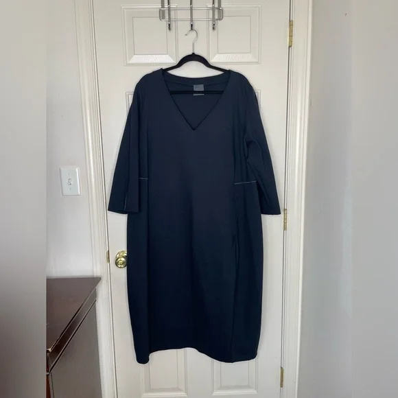 Persona by Marina Rinaldi Navy V-Neck Midi Dress XL - Picture 1 of 14